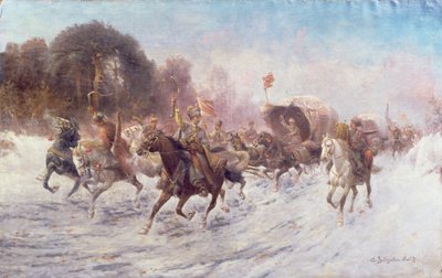 Cossacks in a Winter Landscape by Anton Baumgartner Stoiloff